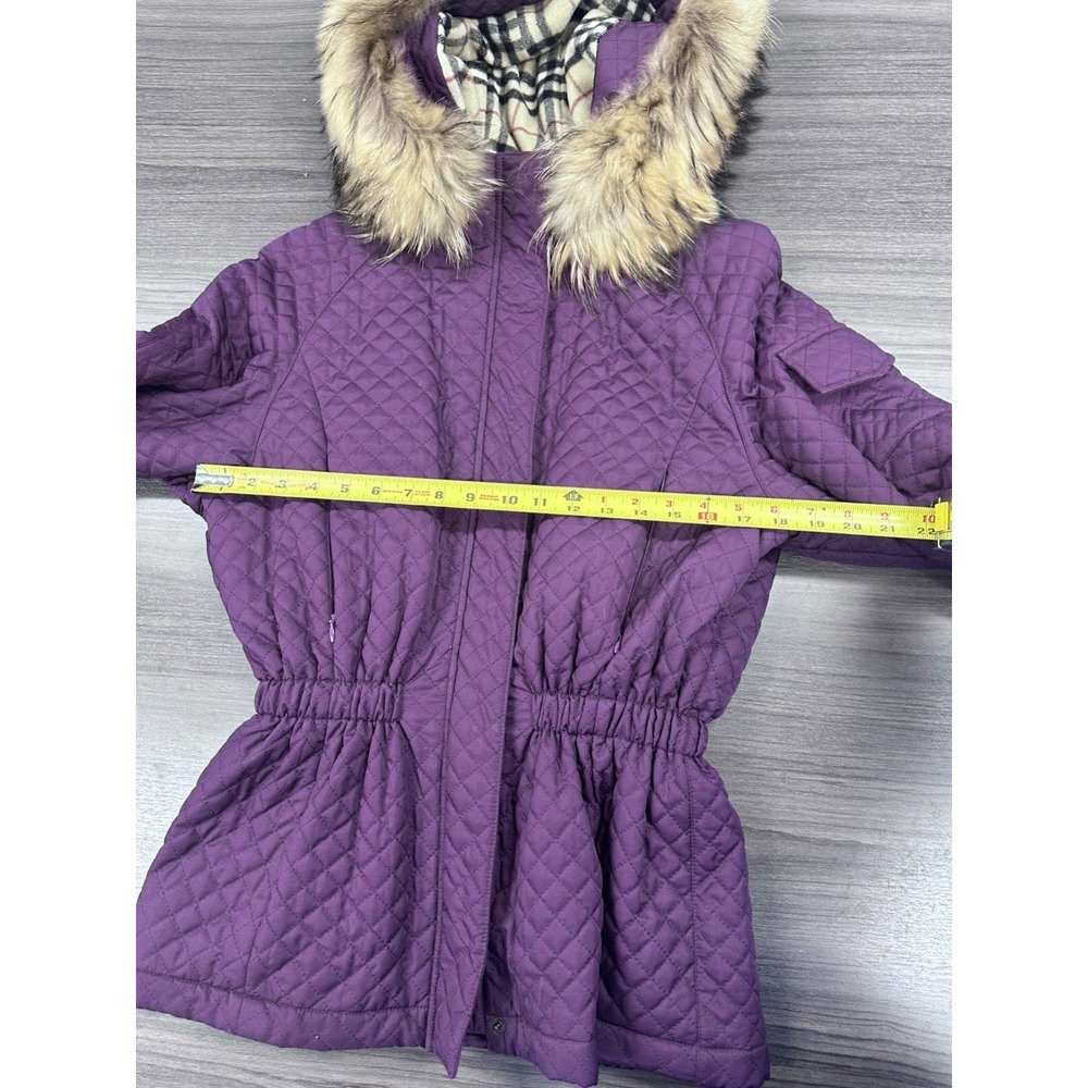 LADIES BURBERRY LONDON WINTER JACKET PARKA WOOL QUILTED HOODED SIZE SMALL A46 - Picture 3 of 8